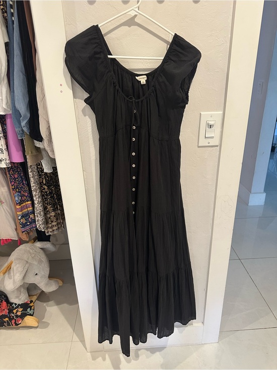 Lucky Brand Dresses & Skirts - Lucky Brand Black Button-Front Tiered Maxi Dress
